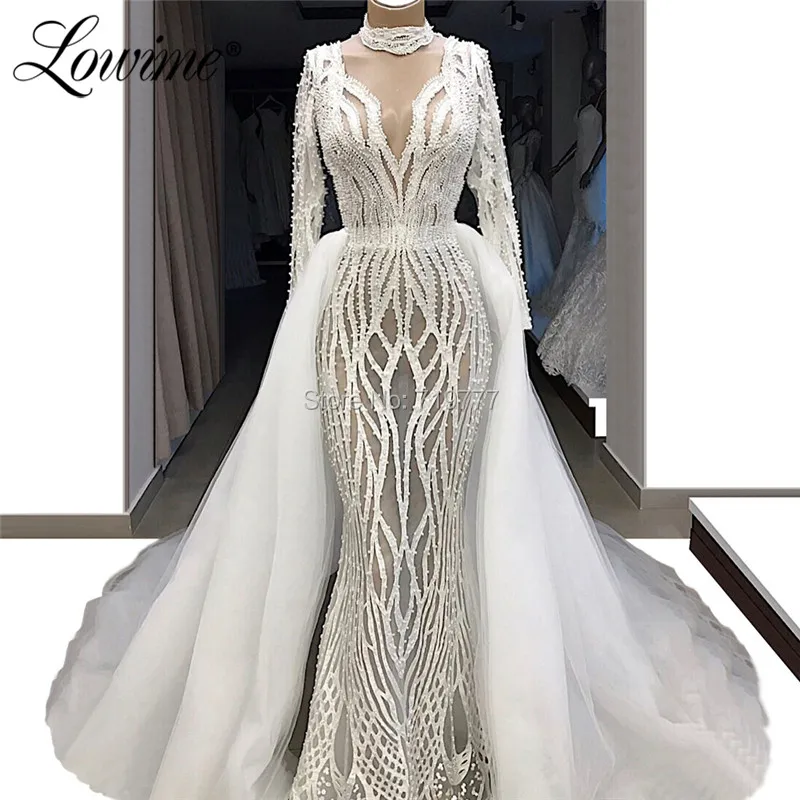 Illusion Beaded Wedding Dresses With Detachable Train V Neck Elegant Bridal Gowns Mermaid New Design Arabic African Wedding Gown
Illusion Beaded Wedding Dresses With Detachable Train V Neck Elegant Bridal Gowns Mermaid New Design Arabic African Wedding Gown