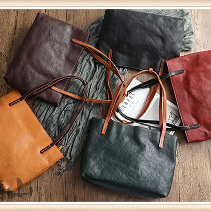 Factory Women's Genuine Leather Single Shoulder Bags Large Capacity Wine Red Yellow Brown Tote Bags Retro Soft Oil Wax Leather
Factory Women's Genuine Leather Single Shoulder Bags Large Capacity Wine Red Yellow Brown Tote Bags Retro Soft Oil Wax Leather