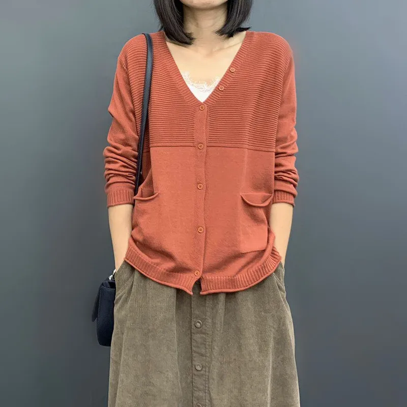 2021 Autumn New Cotton Linen Women Sweaters And Cardigans Solid Loose V-Neck Pocket Yellow Outwear Coat Tops
2021 Autumn New Cotton Linen Women Sweaters And Cardigans Solid Loose V-Neck Pocket Yellow Outwear Coat Tops