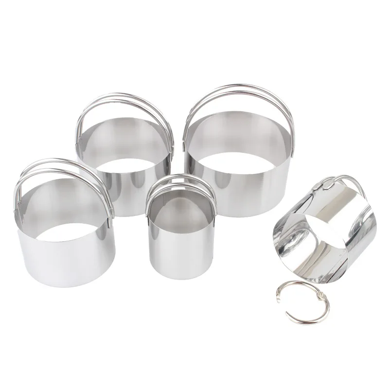 Stainless steel mousse ring 5-piece set with buckle round cake mold stainless steel biscuit mold DIY baking tools 
Stainless steel mousse ring 5-piece set with buckle round cake mold stainless steel biscuit mold DIY baking tools
