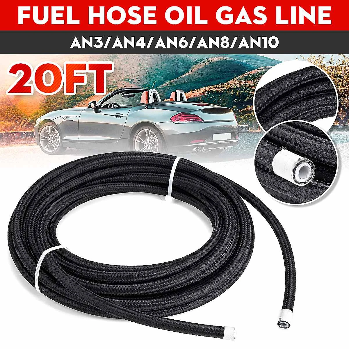 20FT AN3 AN4 AN6 AN8 AN10 Fuel Hose Oil Gas Cooler Hose Line Pipe Tube Outside 304 Stainless Steel Braided Inside PTFE
20FT AN3 AN4 AN6 AN8 AN10 Fuel Hose Oil Gas Cooler Hose Line Pipe Tube Outside 304 Stainless Steel Braided Inside PTFE