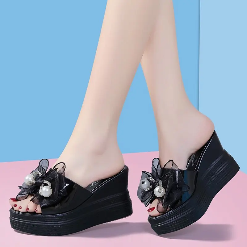 wedge slippers women for summer Open Toe high heels sandals women 2021 white bow-knot pearl shoes high platform slippers women
wedge slippers women for summer Open Toe high heels sandals women 2021 white bow-knot pearl shoes high platform slippers women