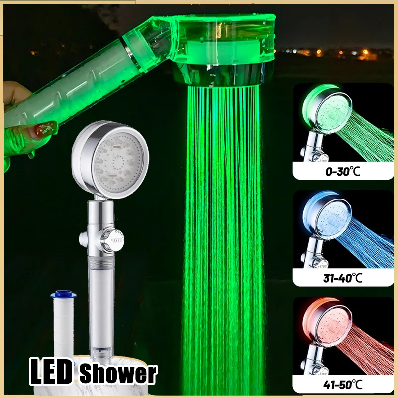 Upgrade Bathroom Shower Light LED 3/7Color Changing Temperature Sensor Handheld with Filter SPA High Pressure Shower Head Nozzle 
Upgrade Bathroom Shower Light LED 3/7Color Changing Temperature Sensor Handheld with Filter SPA High Pressure Shower Head Nozzle