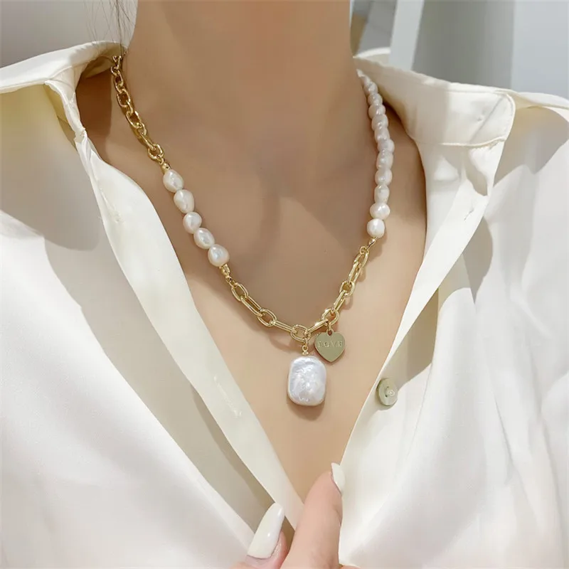Baroque Freshwater Pearl Necklace South Korea's Temperament Fashionable Sweet Elegant Chain Of Clavicle Ms Wedding Jewelry 2021
Baroque Freshwater Pearl Necklace South Korea's Temperament Fashionable Sweet Elegant Chain Of Clavicle Ms Wedding Jewelry 2021