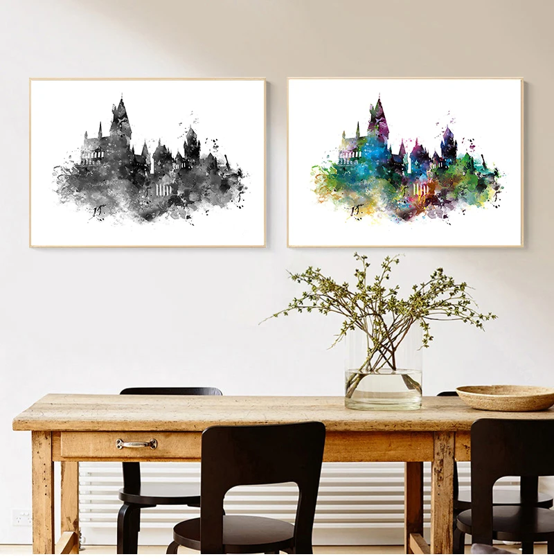 Картина на холсте с изображением замка Настенная картина Гарри декор для детской