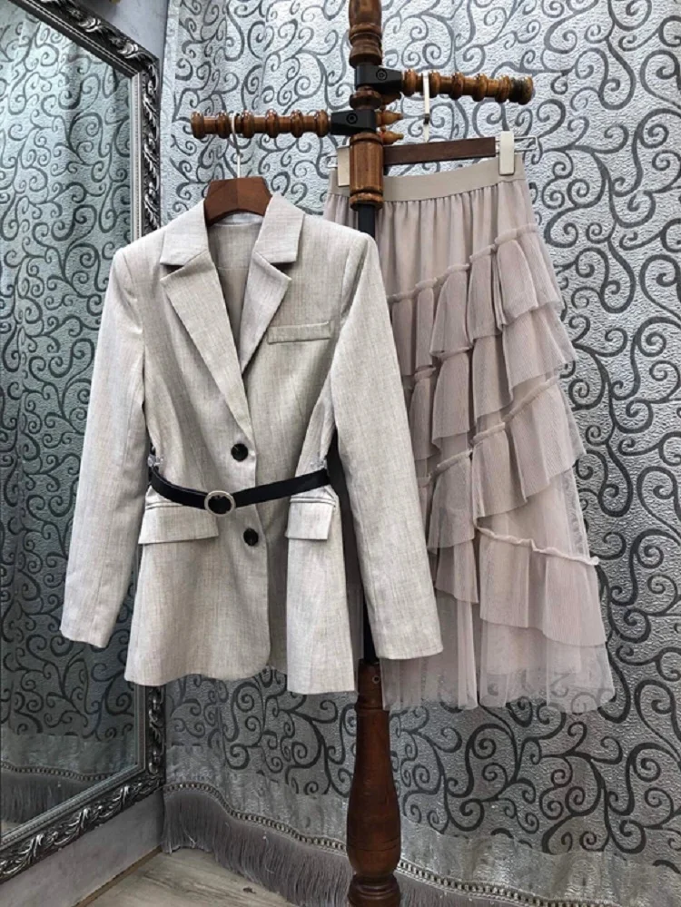 Top Quality New 2020 Autumn Blazer Sets Women Notched Collar Long Sleeve Blazer Jacket+Cascading Ruffle Flower Long Skirt Sets
Top Quality New 2020 Autumn Blazer Sets Women Notched Collar Long Sleeve Blazer Jacket+Cascading Ruffle Flower Long Skirt Sets