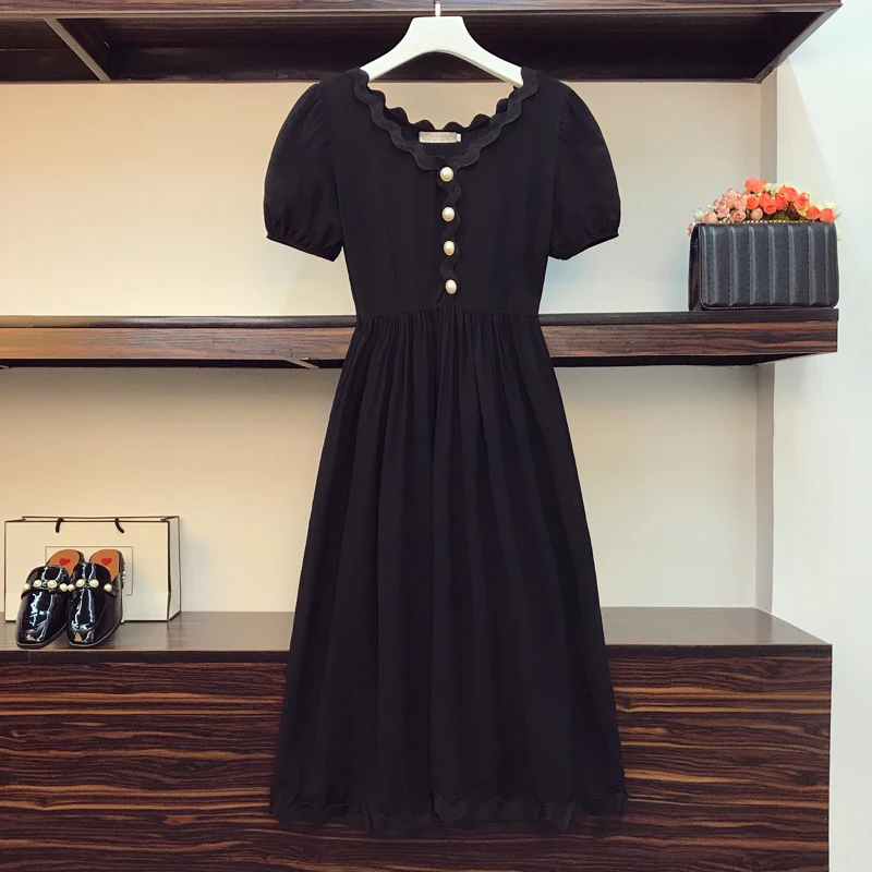 Women Summer Short Sleeve black Dresses Office Ladies Elegant Notched V Neck High Waist A-line Business Dresses 4XL Vestidos
Women Summer Short Sleeve black Dresses Office Ladies Elegant Notched V Neck High Waist A-line Business Dresses 4XL Vestidos