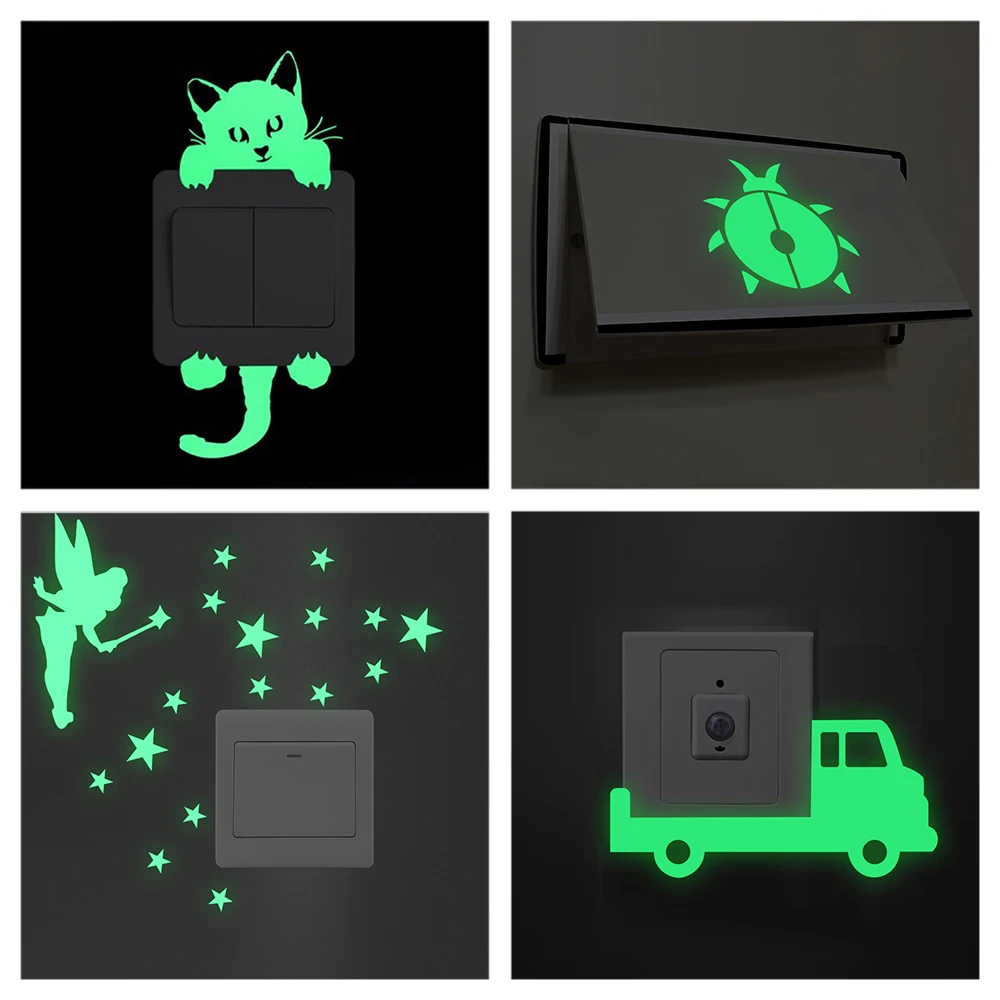 Cute Cat Dog Fairy Car Pattern Glow Sticker Luminous In The Dark Switch Decal Kids Room Home Decoration Diy Vinly Wall Mural Art
Cute Cat Dog Fairy Car Pattern Glow Sticker Luminous In The Dark Switch Decal Kids Room Home Decoration Diy Vinly Wall Mural Art