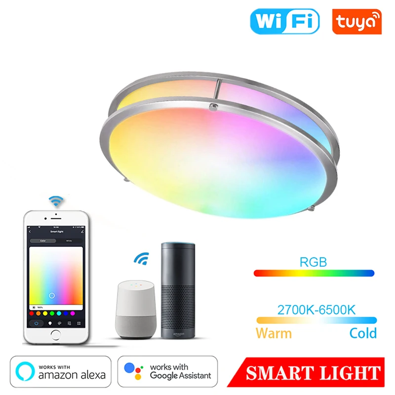 15W/18W WIFI Modern RGB LED Ceiling Light Bluetooth-compatible Home Bedroom Lamp Voice Control Works With Alexa Google Assistant
15W/18W WIFI Modern RGB LED Ceiling Light Bluetooth-compatible Home Bedroom Lamp Voice Control Works With Alexa Google Assistant