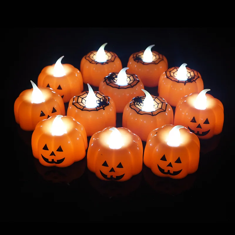 2/3/6pcs Halloween Small Pumpkin Candle Light Flameless LED Lights Lamp For Home Table Ornament Party Decor Supplies - купить по