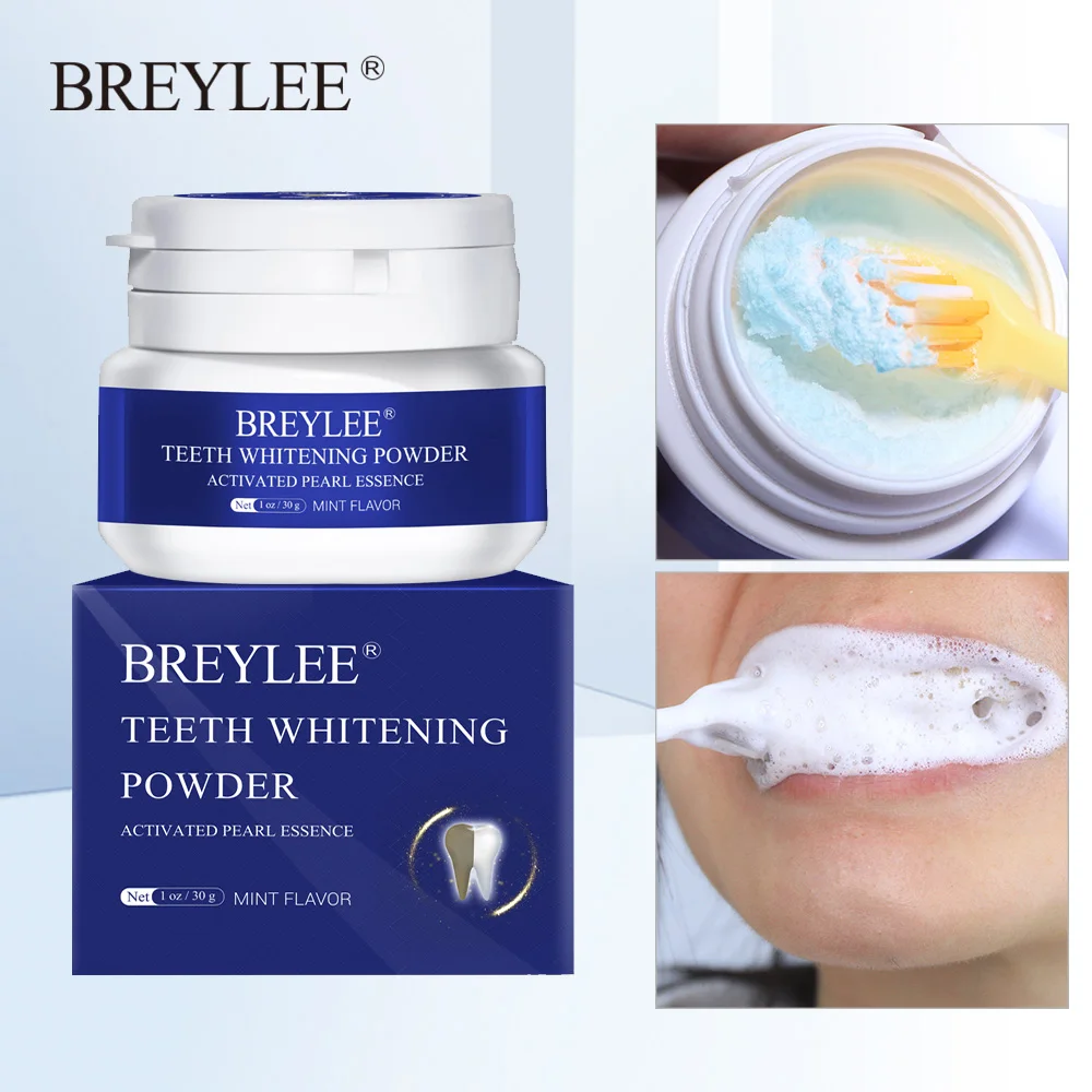 

BREYLEE Teeth Whitening Powder Pearl Essence Natural Dental Toothpaste Toothbrush Kit Oral Hygiene For Remove Stains Plaque 30g