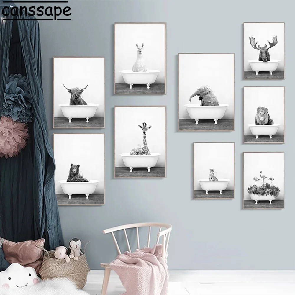 Nordic Wall Art Canvas Painting Panda Giraffe Lion Zebra Elephant Posters Bathtub Print Nursery Wall Pictures Bathroom Decor
Nordic Wall Art Canvas Painting Panda Giraffe Lion Zebra Elephant Posters Bathtub Print Nursery Wall Pictures Bathroom Decor
