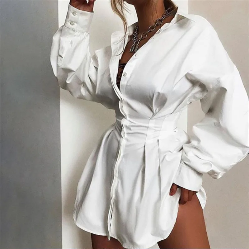 Women Shirts Dress Office Lady Long Puff Sleeve V-Neck High Waist Mini Dress Solid White Black Defined Waist Shirt Tunic Dress
Women Shirts Dress Office Lady Long Puff Sleeve V-Neck High Waist Mini Dress Solid White Black Defined Waist Shirt Tunic Dress