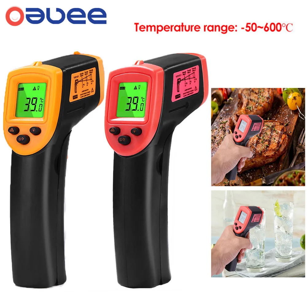 

-50~600℃ Digital HW600 Thermometer Gun Pyrometer ℃/℉ High Temperature Meter Non-Contact Infrared IR Laser-Point Thermometer
