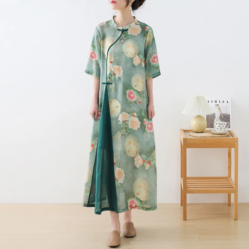Plus Size Vintage Ramie Women Ethic Printed Dresses Loose Linen Chinese Style O-neck 2021 Summer New Half Sleeve Elegant Dresses
Plus Size Vintage Ramie Women Ethic Printed Dresses Loose Linen Chinese Style O-neck 2021 Summer New Half Sleeve Elegant Dresses