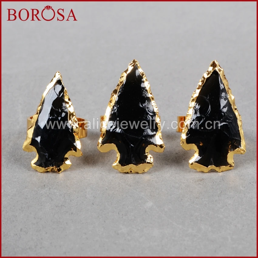 BOROSA 10Pcs Gold Color Natural Gems Stone Rings for Men Arrowhead Rough Black Obsidian Ring for Women Jewelry G0699
BOROSA 10Pcs Gold Color Natural Gems Stone Rings for Men Arrowhead Rough Black Obsidian Ring for Women Jewelry G0699