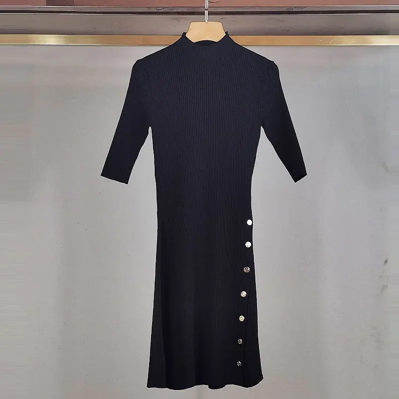 M family French niche dress autumn and winter 2020 knitted metal single breasted slim skirt mfpro01428 
M family French niche dress autumn and winter 2020 knitted metal single breasted slim skirt mfpro01428