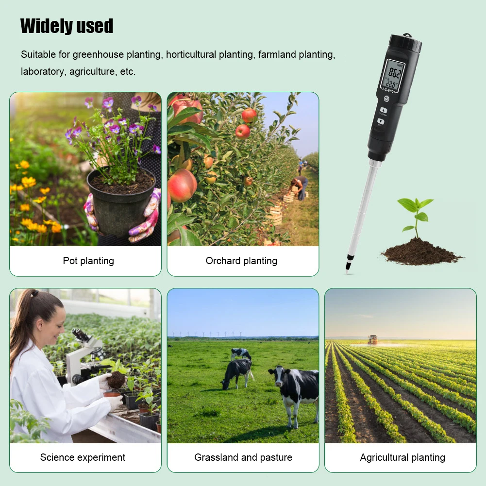 Digital Soil Tester Meter Measuring Probe Garden Potted Plants Waterproof EC Temperature Monitor Gardening Agriculture Supplies
Digital Soil Tester Meter Measuring Probe Garden Potted Plants Waterproof EC Temperature Monitor Gardening Agriculture Supplies