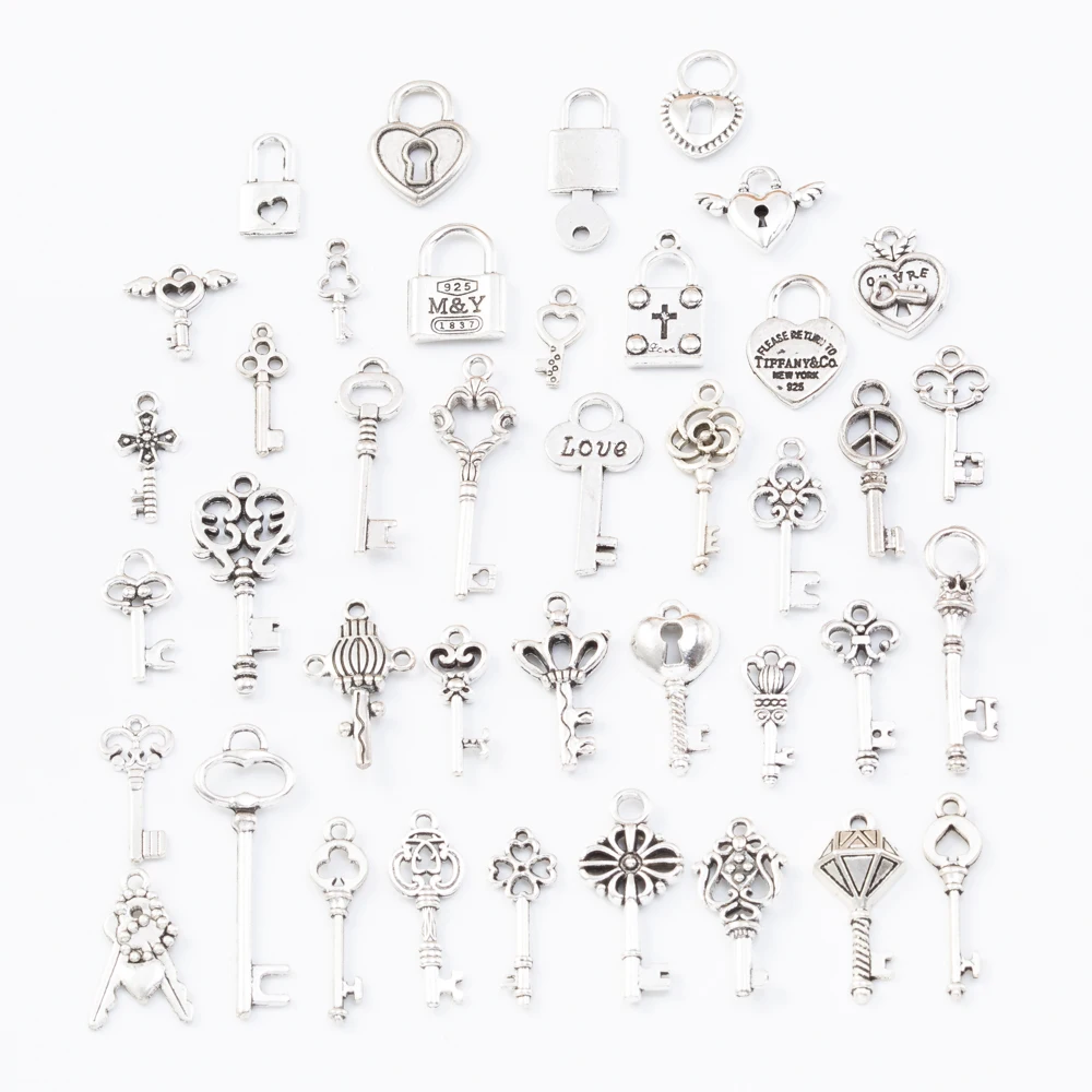 40pcs 40different Key lock Tibetan Silver Mix Styles Charms Pendants DIY Jewelry for Necklace Bracelet Making Accessaries js2233
40pcs 40different Key lock Tibetan Silver Mix Styles Charms Pendants DIY Jewelry for Necklace Bracelet Making Accessaries js2233