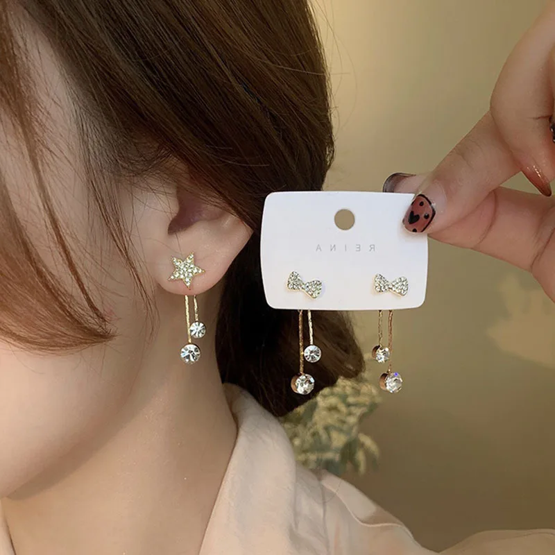 Long Earrings Women Bow Tassel Earings Front and Back Crystal Bowknot Drop Earring Female Long Temperament Butterfly Earrings
Long Earrings Women Bow Tassel Earings Front and Back Crystal Bowknot Drop Earring Female Long Temperament Butterfly Earrings