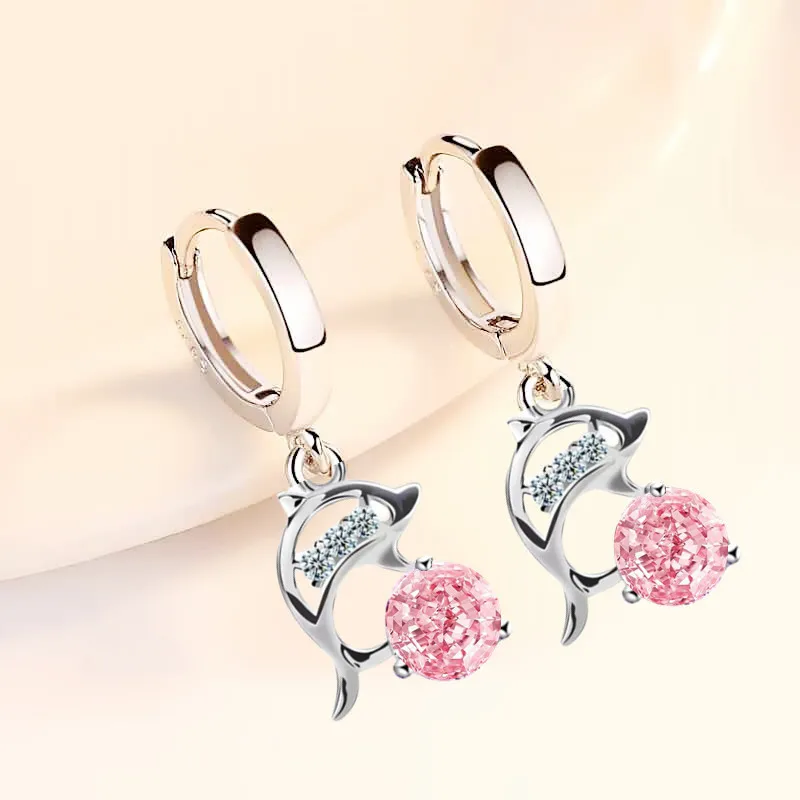 925 Sterling Silver New Women's Fashion Jewelry Earrings Blue Crystal Pink Zircon Dolphin Long Tassel Retro Earrings
925 Sterling Silver New Women's Fashion Jewelry Earrings Blue Crystal Pink Zircon Dolphin Long Tassel Retro Earrings