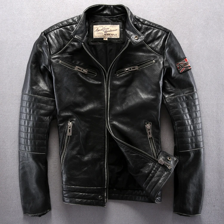 Men's AVIREX FLY Vintage Genuine Leather Jacket Slim Fit Cowskin Motorcycle Biker Jacket For Men Black Coat
Men's AVIREX FLY Vintage Genuine Leather Jacket Slim Fit Cowskin Motorcycle Biker Jacket For Men Black Coat