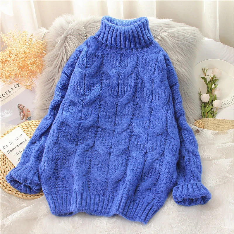 Loose Thick Sweater Women Turtleneck Pullover Casual Korean Long Sleeve Knit Sweater Female Jumpers Solid Basic Sweater
Loose Thick Sweater Women Turtleneck Pullover Casual Korean Long Sleeve Knit Sweater Female Jumpers Solid Basic Sweater