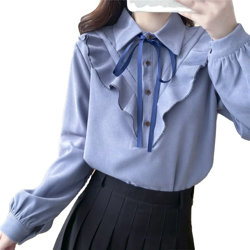 Shirt Spring and Autumn 2020 Female Korean pullover student solid color long sleeve college ladies shirt
Shirt Spring and Autumn 2020 Female Korean pullover student solid color long sleeve college ladies shirt