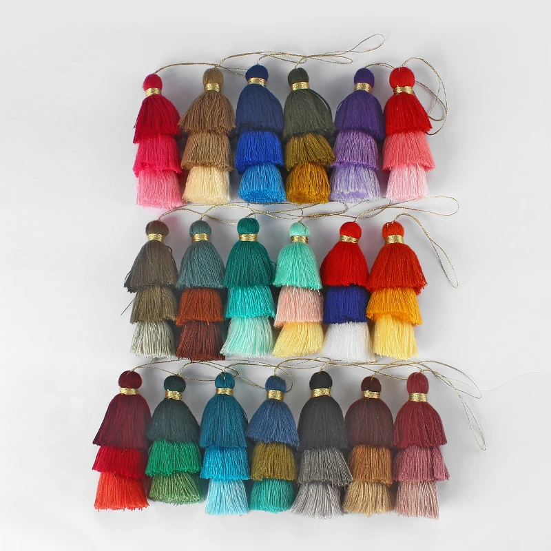 Фото 8 шт. трехслойные хлопковые разноцветные ювелирные изделия с кисточками для