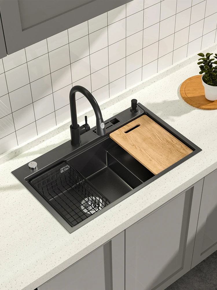 Stepped Design Kitchen Sink Controlled Drainage Of Countertop Topmount Single Bowl 304 Stainless Steel Basin For Home Fixture
Stepped Design Kitchen Sink Controlled Drainage Of Countertop Topmount Single Bowl 304 Stainless Steel Basin For Home Fixture