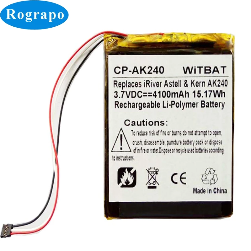 New 3.7V 4100mAh Replacement Battery For iRiver Astell & Kern AK240 Player Batteries Accumulator 3-wire plug
New 3.7V 4100mAh Replacement Battery For iRiver Astell & Kern AK240 Player Batteries Accumulator 3-wire plug