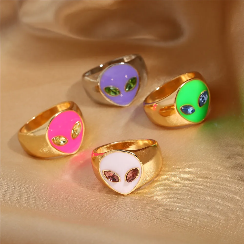 Alien ring cute rings for women female punk style jewelry hip hop jewellry | Украшения и аксессуары