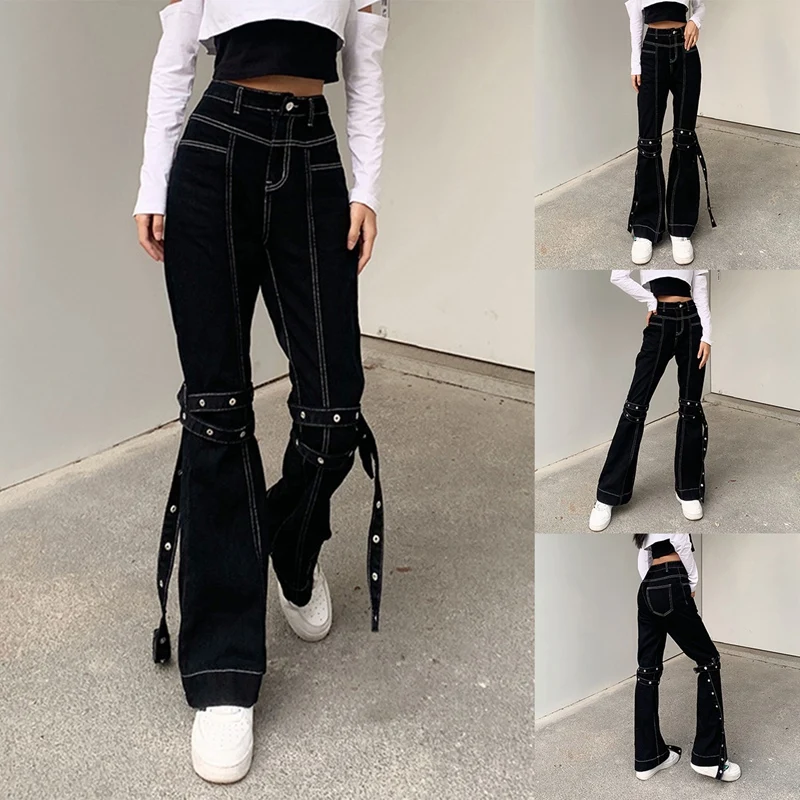 White Thread Casual Black Denim Pants Hip Hop High Waist Jeans Women with Strips Harajuku Fashion Trousers Ladies
White Thread Casual Black Denim Pants Hip Hop High Waist Jeans Women with Strips Harajuku Fashion Trousers Ladies