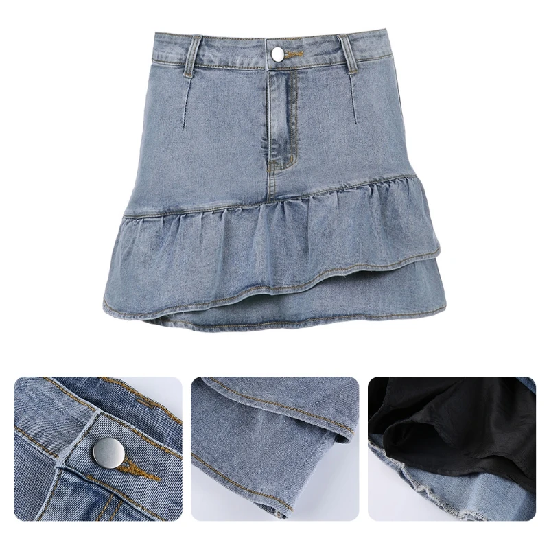 Womens Vintage High Waisted Ruffles Hem Jeans Mini Denim Skirt Summer School Uniform A-Line Slim Package Hip Streetwear
Womens Vintage High Waisted Ruffles Hem Jeans Mini Denim Skirt Summer School Uniform A-Line Slim Package Hip Streetwear