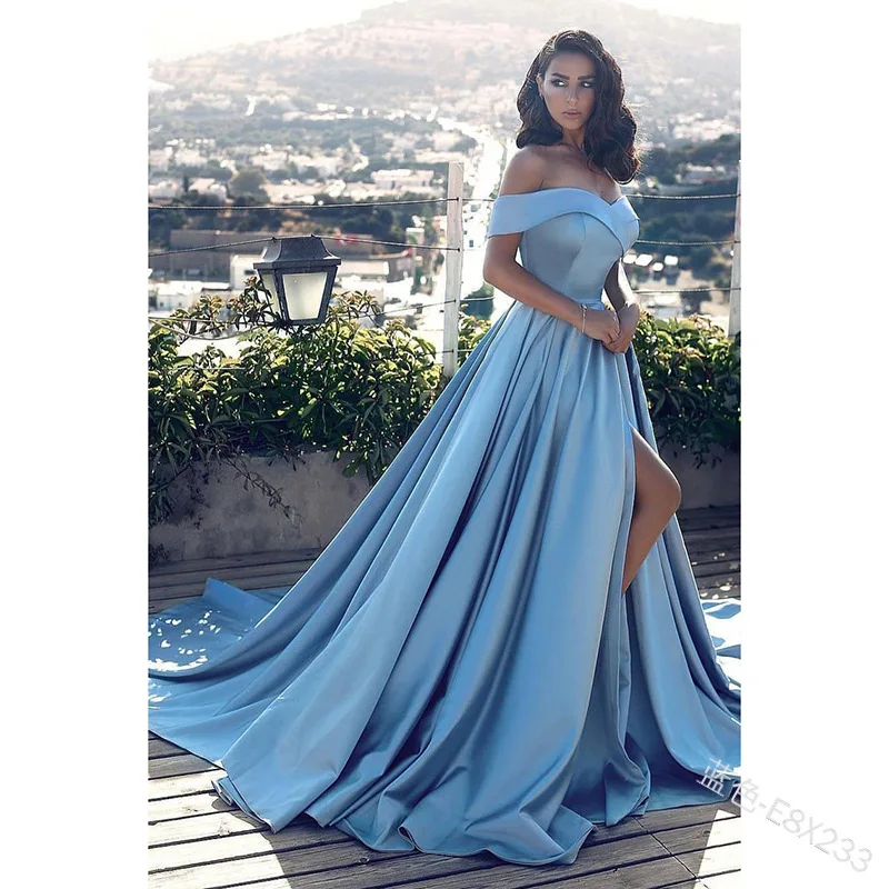 Blue Evening Dress 2021 Sexy Mermaid Satin Off-The-Shoulder Split Floor Length Formal Evening Gown for Women
Blue Evening Dress 2021 Sexy Mermaid Satin Off-The-Shoulder Split Floor Length Formal Evening Gown for Women