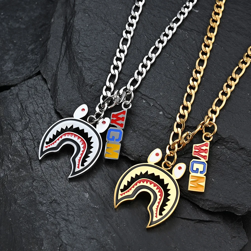 Wholesale Street Style Gothic Hip Hop Male Tide Shark Necklace Cool Buddy Big Mouth Man Stainless Steel Valentines Day Jewelry
Wholesale Street Style Gothic Hip Hop Male Tide Shark Necklace Cool Buddy Big Mouth Man Stainless Steel Valentines Day Jewelry