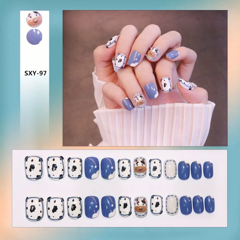 24pcs Cute Cow Shape Wear Short Paragraph Fashion Manicure Patch False Nails Save Time Wearable Nail Patch NE
24pcs Cute Cow Shape Wear Short Paragraph Fashion Manicure Patch False Nails Save Time Wearable Nail Patch NE