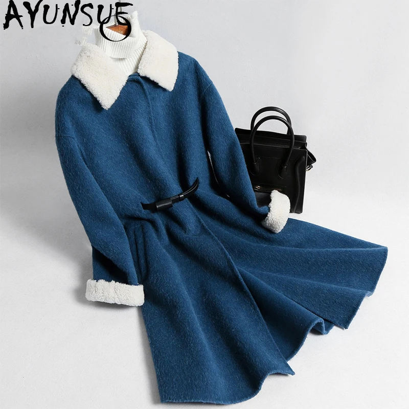 AYUNSUE Fashion Wool Coat Female Lamb Fur Collar Long Jacket Winter Coat Women Double Side Woolen Coats Casaco Feminino MY4184
AYUNSUE Fashion Wool Coat Female Lamb Fur Collar Long Jacket Winter Coat Women Double Side Woolen Coats Casaco Feminino MY4184