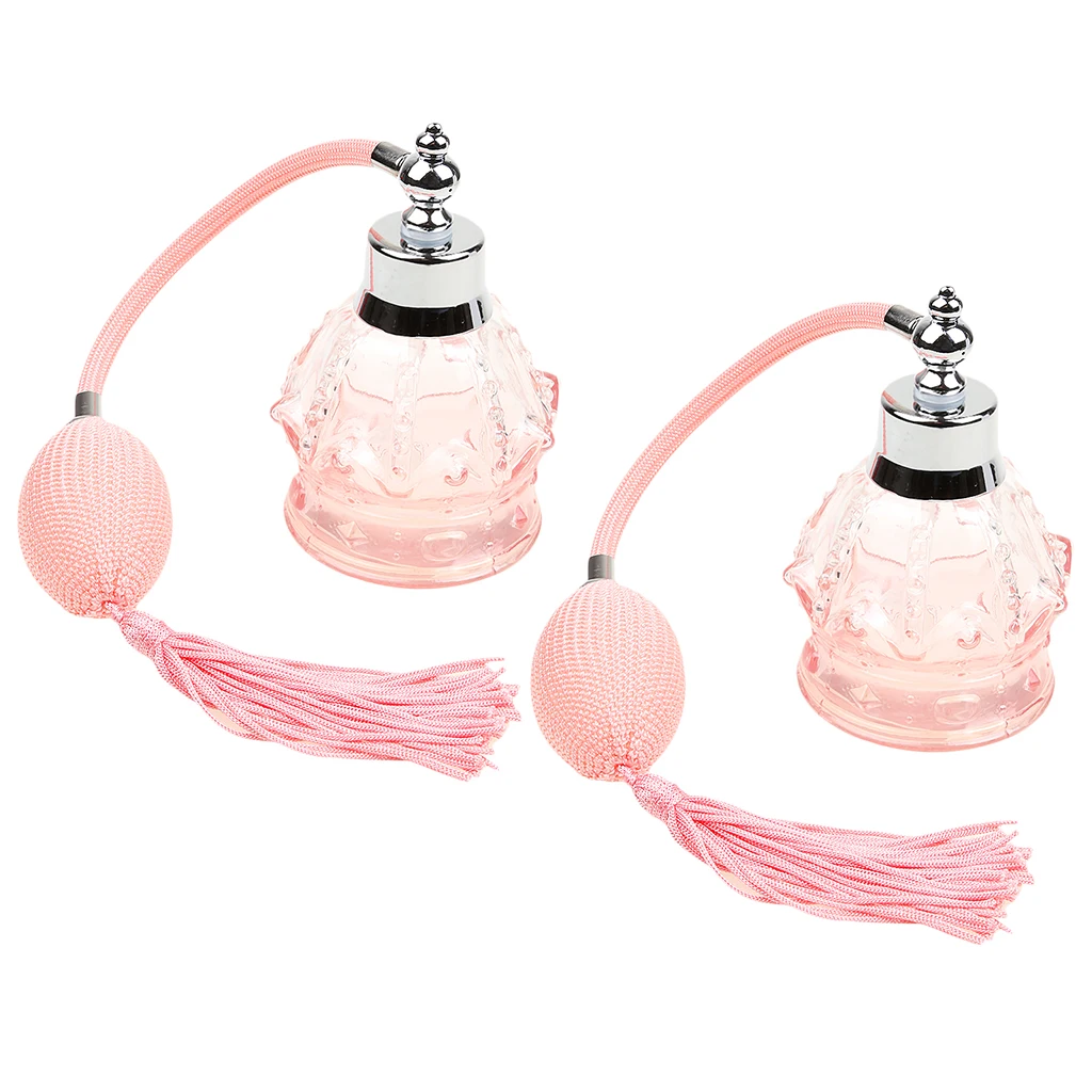 2x Vintage Crystal Perfume Bottle Long Bulb Tassel Spray Atomizer 100ml Pink
2x Vintage Crystal Perfume Bottle Long Bulb Tassel Spray Atomizer 100ml Pink