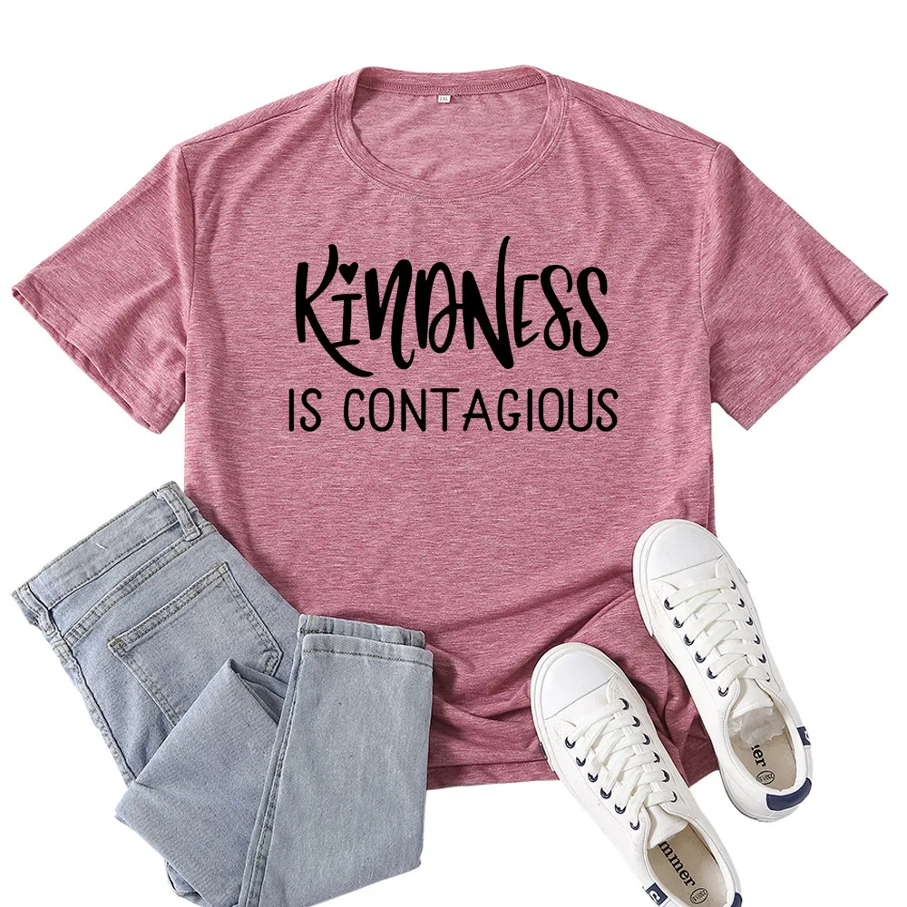 Kindness is Contagious Print T Shirt Women Short Sleeve O Neck Loose Tshirt Summer Women Causal Tee Shirt Tops Camisetas Mujer
Kindness is Contagious Print T Shirt Women Short Sleeve O Neck Loose Tshirt Summer Women Causal Tee Shirt Tops Camisetas Mujer