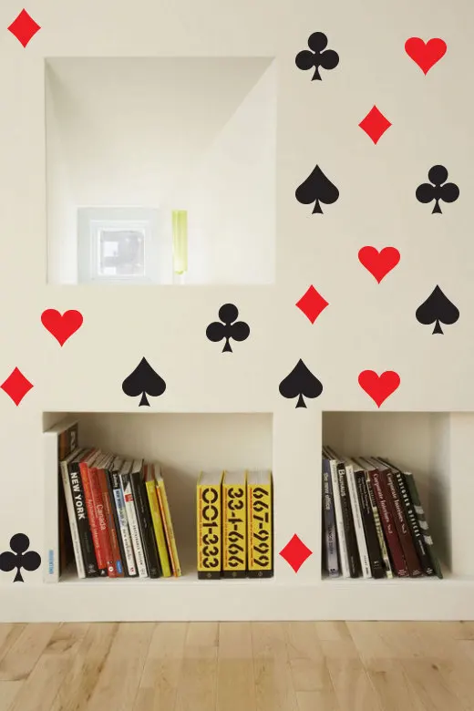 20PCS Modern Fashion Playing Card Pattern Wall Decal Poker Vinyl Wall Stickers Club Spades Hearts Diamond Design Decor SYY947 
20PCS Modern Fashion Playing Card Pattern Wall Decal Poker Vinyl Wall Stickers Club Spades Hearts Diamond Design Decor SYY947