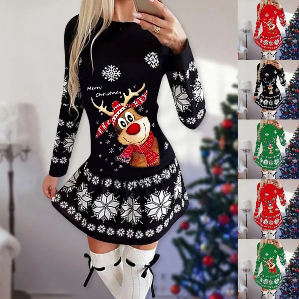 Christmas Dress Women Elk Pattern Polyester Snowflake Printed Ladies Dress for Outdoor Winter Dress Female Clothes New Year
Christmas Dress Women Elk Pattern Polyester Snowflake Printed Ladies Dress for Outdoor Winter Dress Female Clothes New Year