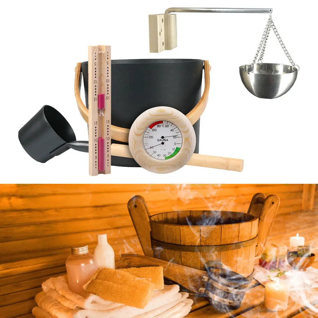 Sauna Bucket Kit Matching Wooden and Metal Barrel Set Accessories for Bath SPA Steam Room Bathroom
Sauna Bucket Kit Matching Wooden and Metal Barrel Set Accessories for Bath SPA Steam Room Bathroom
