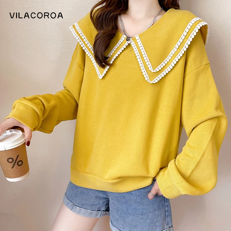 Navy Collar Sweet And Cute Trendy Pullover Tops Casual Oversized Solid Color Women Sweatshirt Loose Long-Sleeve Basic Shirt
Navy Collar Sweet And Cute Trendy Pullover Tops Casual Oversized Solid Color Women Sweatshirt Loose Long-Sleeve Basic Shirt