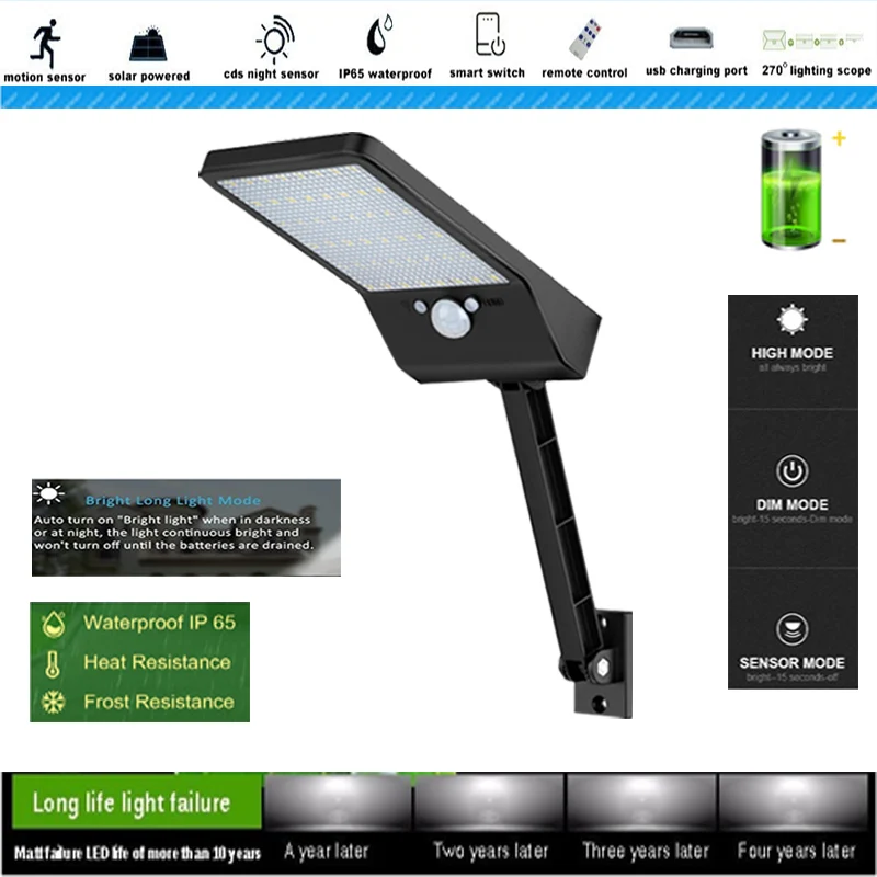 LED Solar Light Outdoor Solar Lamp PIR Motion Sensor Light Waterproof Solar Powered Sunlight for Garden Decoration
LED Solar Light Outdoor Solar Lamp PIR Motion Sensor Light Waterproof Solar Powered Sunlight for Garden Decoration