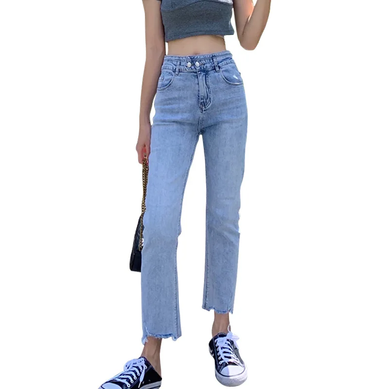 WANYUCL 2021 light blue straight-leg cotton jeans women's summer high waist loose draped nine-point pants women
WANYUCL 2021 light blue straight-leg cotton jeans women's summer high waist loose draped nine-point pants women