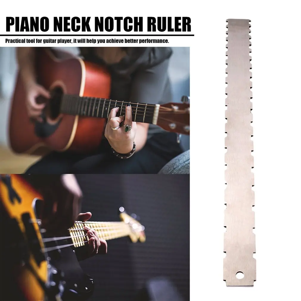 Guitar Neck Notched Straight Edge Luthiers Tool with String Action Ruler Gauge for Most Electric Guitars for Fretboard and Frets
Guitar Neck Notched Straight Edge Luthiers Tool with String Action Ruler Gauge for Most Electric Guitars for Fretboard and Frets