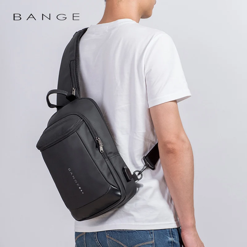 

Bange Fashion Multifunction USB Recharge Crossbody Bag for Men Shoulder Messenger Bags Male Waterproof Chest Bag Pack