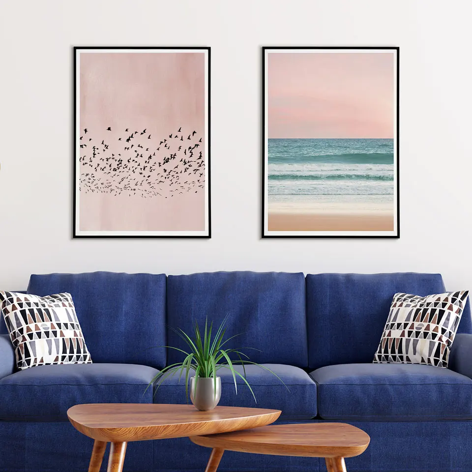 Blush Birds Ocean Poster Prints Seascape Poster Canvas Painting Wall Art Pictures For Living Room Home Modern Decorative Prins 
Blush Birds Ocean Poster Prints Seascape Poster Canvas Painting Wall Art Pictures For Living Room Home Modern Decorative Prins