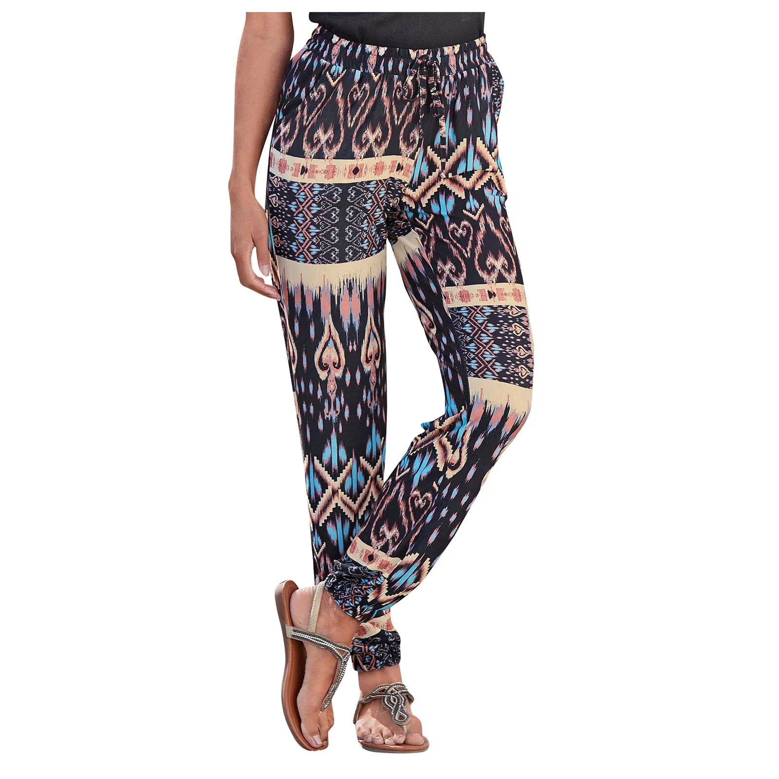 Women Casual High Waist Printing Easy Trousers Long Pants Boho Beach Pockets Pants pantalones de mujer 
Women Casual High Waist Printing Easy Trousers Long Pants Boho Beach Pockets Pants pantalones de mujer